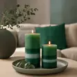 Villasukkaraitakynttilä, 10cm, Metsän rauha - Raidalliset pöytäkynttilät - 16704VS-1737 - 1