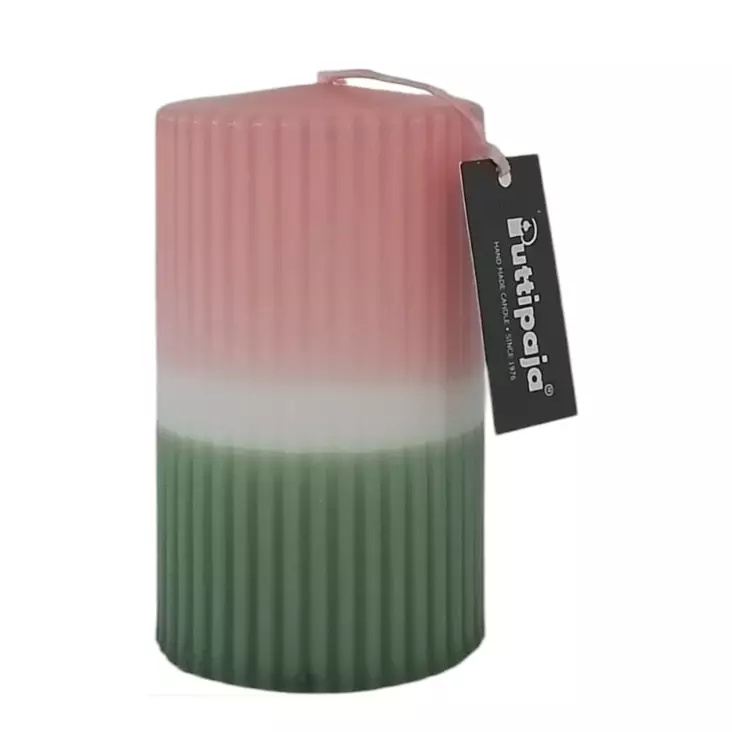 Dip dye vekkikynttilä vaaleanpunainen, havu 12 cm - Dip dye -raitakynttilät - 14604V-0837 - 1