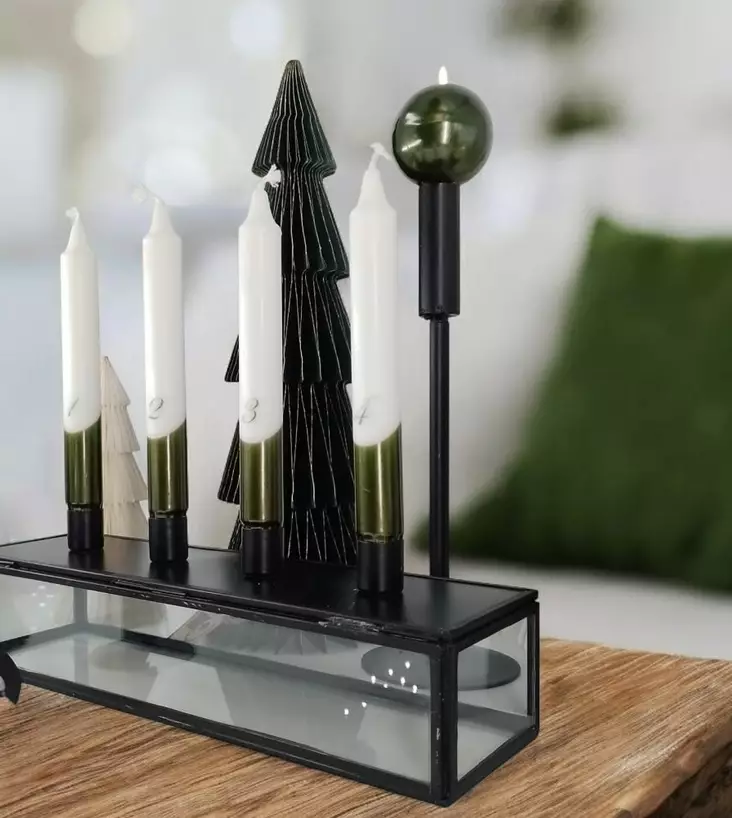 Dip dye Adventti -kruunukynttiläpakkaus, sammal 4kpl/pkt - Adventtikynttilät - 19013-ad-17 - 1