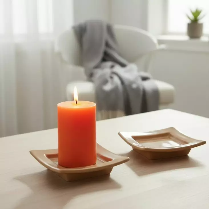 Kynttilänalunen, nude - Keraamiset kynttilänaluset - 42032-217 - 1