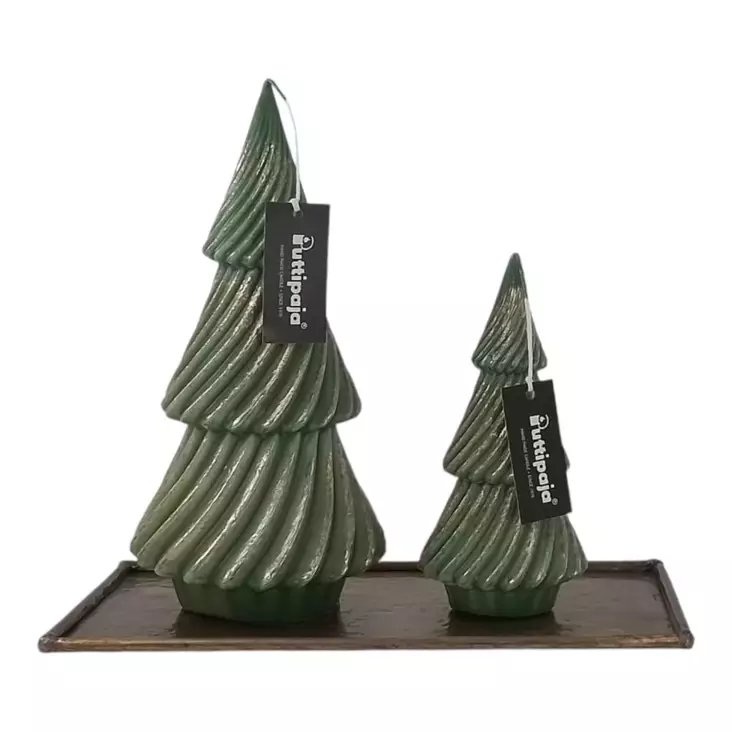 Pieni kuusikynttilä kultasilauksella, havunvihreä - Kuusi-kynttilät - 14104737 - 1