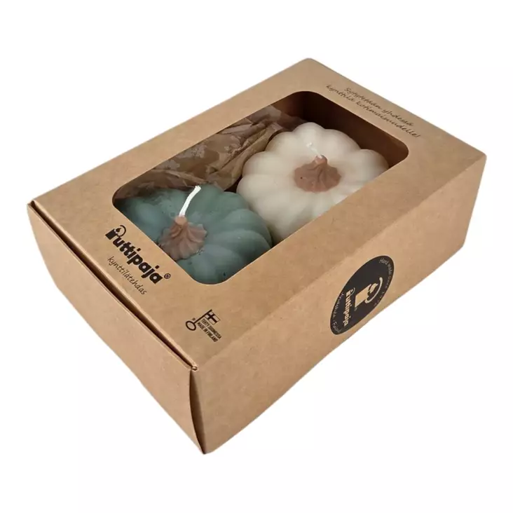 Soijavaha kurpitsakynttilä 2 kpl, kerma & vihreä - Soijavahakynttilät - 7928080-0217 - 1