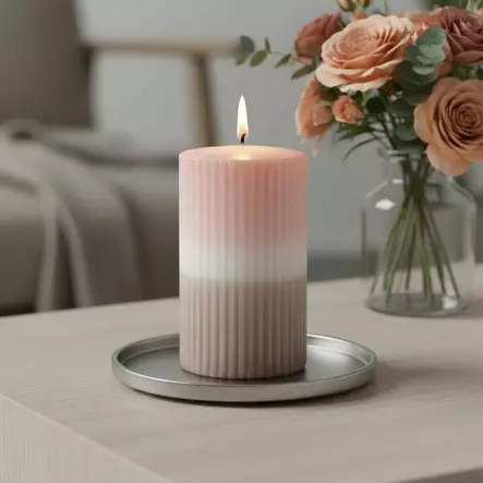 Dip dye vekkikynttilä aprikoosi, puuteri 12 cm - Dip dye -raitakynttilät - 14604V-0628 - 1