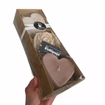 Lahjapaketti Ruusu & sydämet, ruskea - Valmiit lahjapaketit - 79142828 - 2