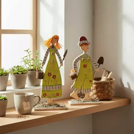 Pikku puutarhurit poika ja tyttö - Jouluiset kranssit ja kyltit - 548898 - 1