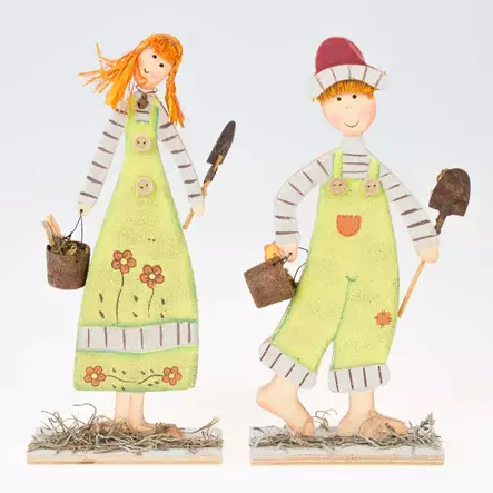 Pikku puutarhurit poika ja tyttö - Jouluiset kranssit ja kyltit - 548898 - 2
