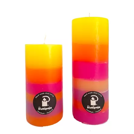 Retroraitakynttilä Keltainen, 7x15 cm - Raidalliset pöytäkynttilät - 167050538 - 2