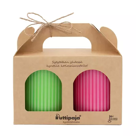 Vekkikynttilä lahjapakkaus, lime ja pinkki - Vekkikynttilät - 792014-36-38 - 2