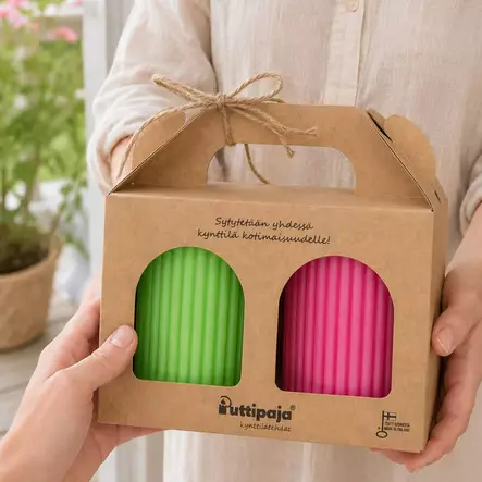 Vekkikynttilä lahjapakkaus, lime ja pinkki - Vekkikynttilät - 792014-36-38 - 1