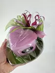 Pinkki sydänkynttilä vihreällä sydänalusella - Valmiit lahjapaketit - 7940272-14108 - 3
