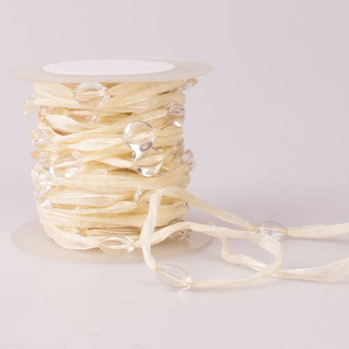 Organza-nauha akr.helmillä kerma, 8mm, 1 - Nauhat - 370898 - 1