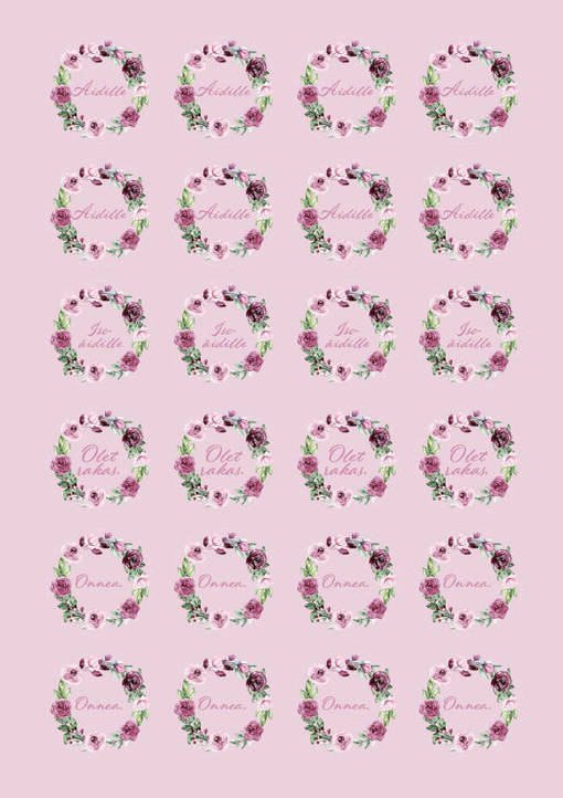 Tarra-arkki äitienpäivään, vanha roosa pohja, 40mm - Pakettikoristeet - 10168-8 - 1