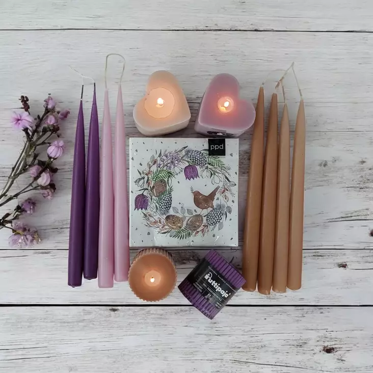 Kynttilä ja serviettipaketti "Feather Wreat" - Kaikki kynttilät - 9140-24-2328 - 1