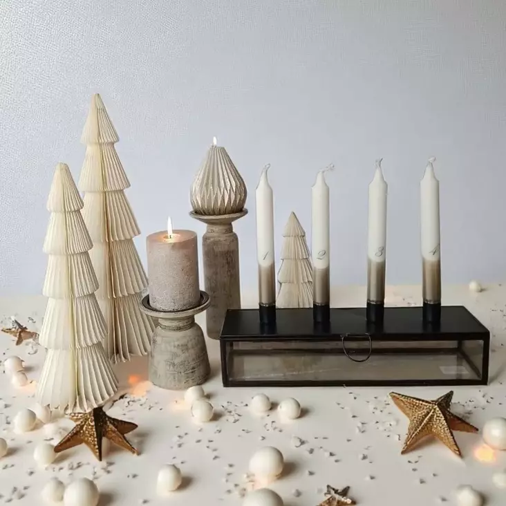 Dip dye Adventti -kruunukynttiläpakkaus, shampanja, 4kpl/pkt - Adventtikynttilät - 19013-ad-28 - 1