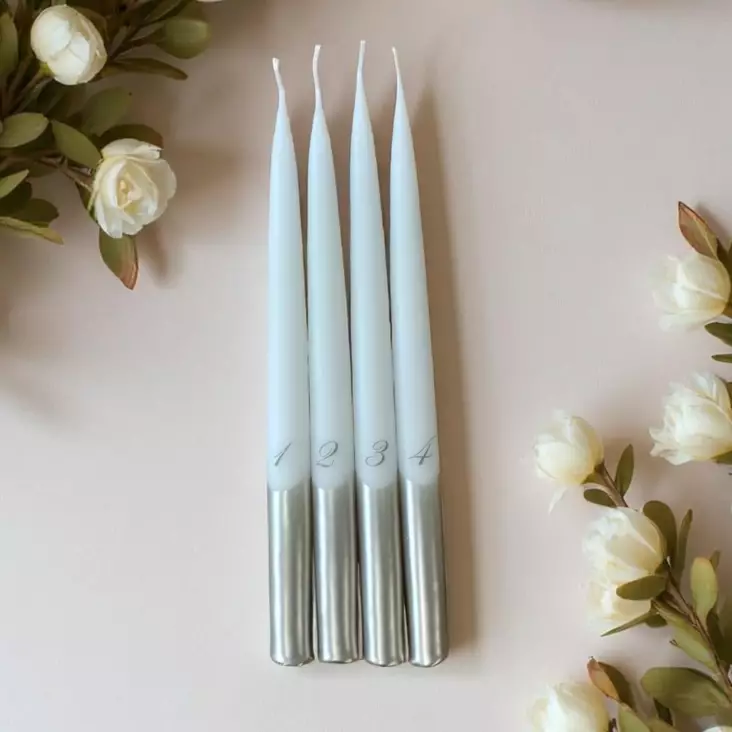 Dip dye Adventti -antiikkikynttiläpakkaus, shampanja, 4kpl/pkt - Adventtikynttilät - 19010-ad-28 - 1