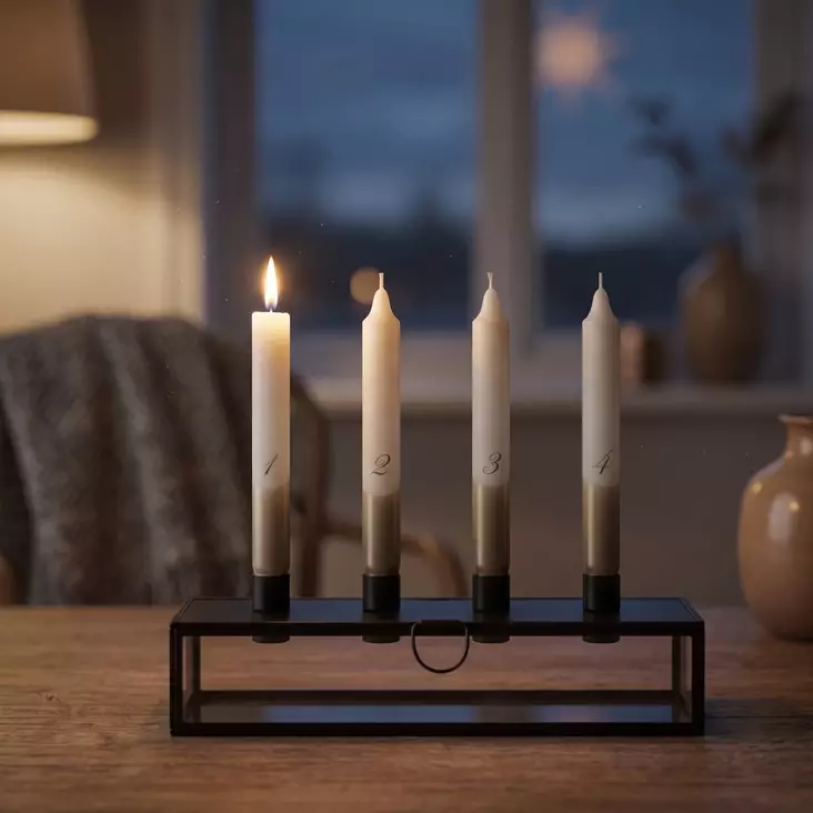 Dip dye Adventti -kruunukynttiläpakkaus, shampanja, 4kpl/pkt - Adventtikynttilät - 19013-ad-28 - 1