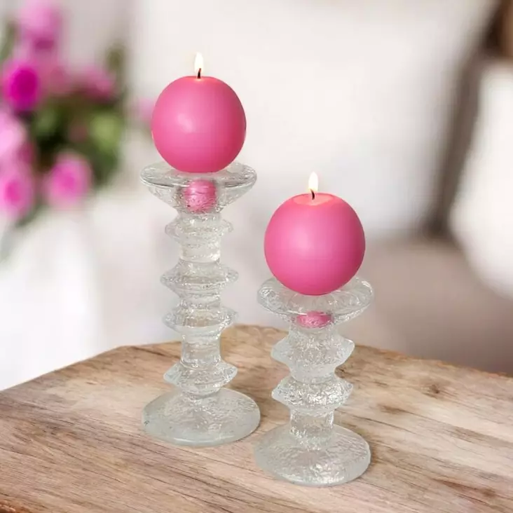 Jalallinen pallokynttilä, pinkki, 2 kpl/pkt - Pallokynttilät - 1402038 - 1