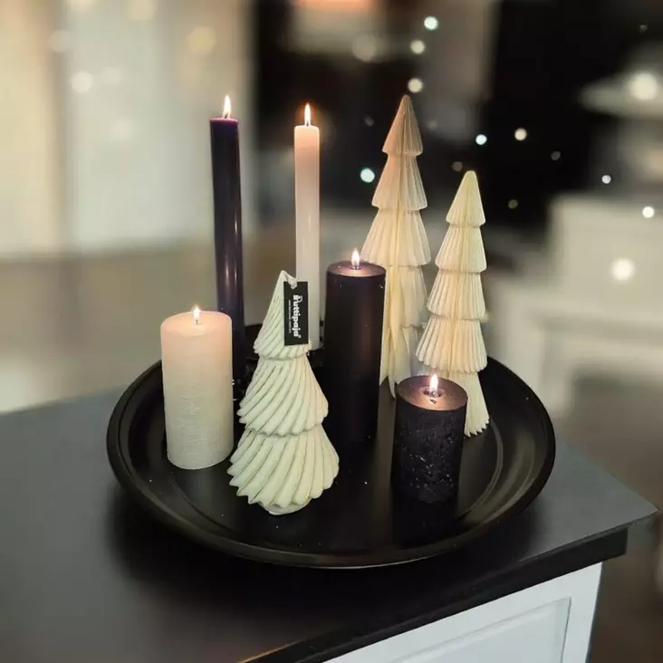 Milos metallinen tarjotin musta 50 cm - Kynttilälautaset - 40-1165838 - 1