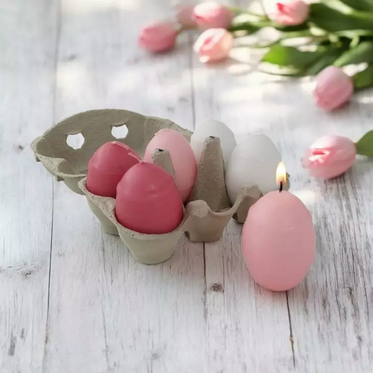 Munakynttilät, 6 kpl, vaaleanpunainen lajitelma - Muotokynttilät - 14016-6-08 - 1