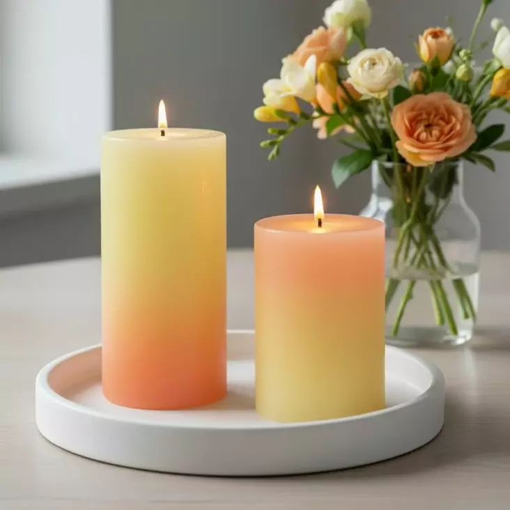 Raitakynttilä tikkari, aprikoosi - Raidalliset pöytäkynttilät - 16704-ti-0368 - 1