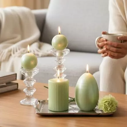 Helmiäishohto vekkikynttilä, 10 cm, lehmus - Metallihohtokynttilät - 19605V09 - 2