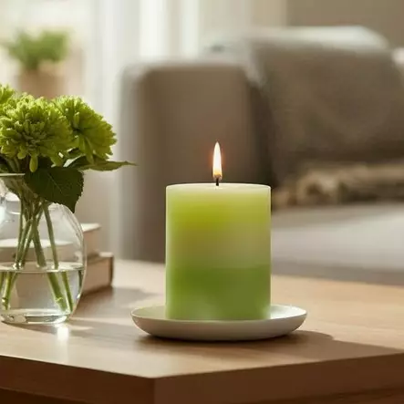 Raitakynttilä kerma-lehmus 10 cm - Raidalliset pöytäkynttilät - 16704-0209 - 1