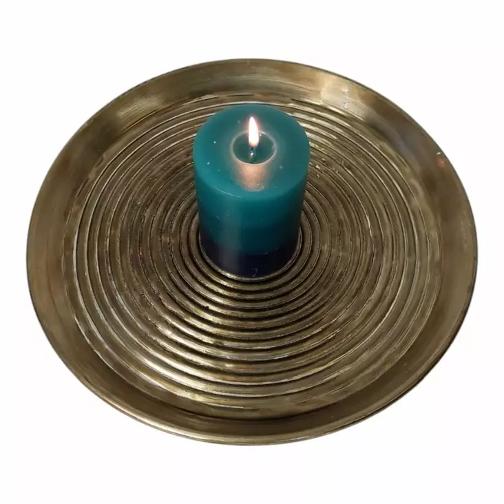 Alumiini kynttilälautanen 30 cm kulta - Kynttilälautaset - 4098419 - 1