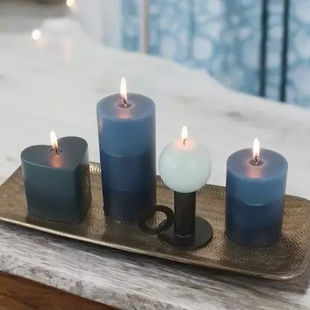 Raitakynttilä, Talviyö - Raidalliset pöytäkynttilät - 1670416TA - 1