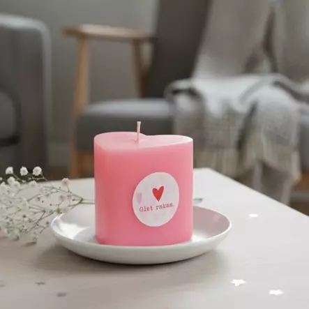 Sydänkynttilä "Olet rakas." raparperi - Onnittelukynttilät - 1410807ra - 1