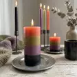 Raitakynttilä Sadonkorjuu 10 cm - Raidalliset pöytäkynttilät - 1670455SA - 7