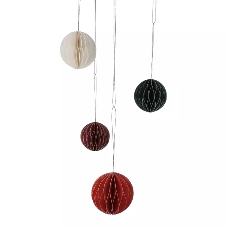 Kuusenkoriste paperipallo lajitelma 4 kpl - Joulukoristeet - 881708-A - 1