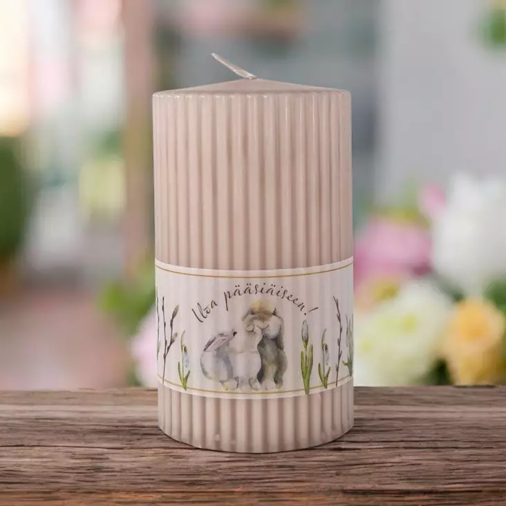 Pääsiäisen vekkikynttilä pääsiäistervehdyksellä, puuteri - Pääsiäiskynttilät - 14604V-28PA - 1