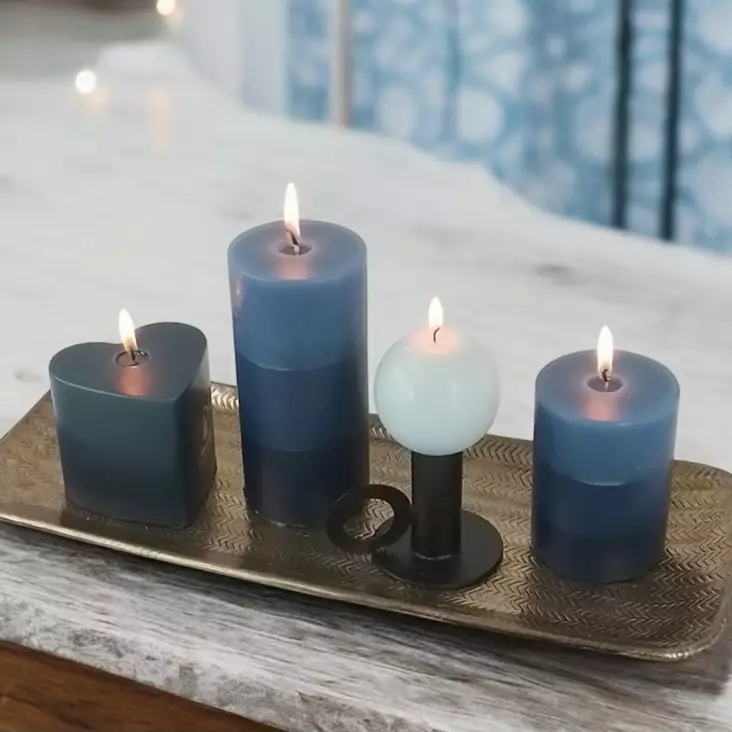 Raitakynttilä, Talviyö - Raidalliset pöytäkynttilät - 1670416TA - 1