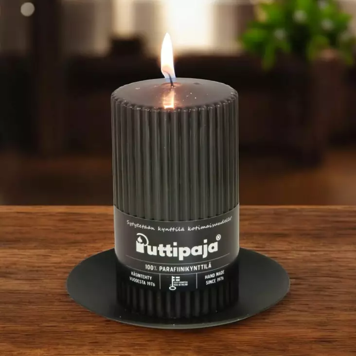 Pieni, pyöreä metallien kynttilänalunen, musta - Kynttilälautaset - 4099108B - 1