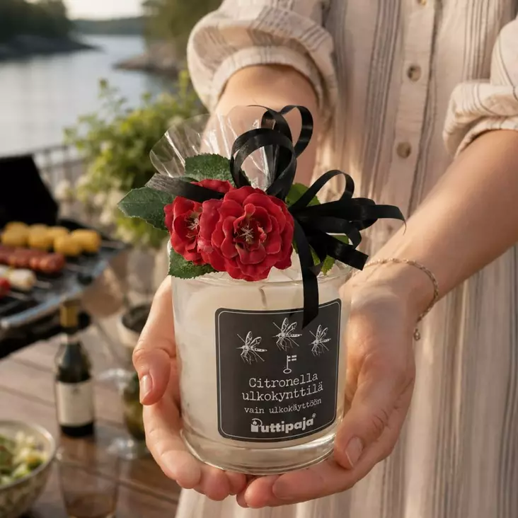 Lahjapaketti: Citronella-ulkokynttilä lasipurkissa, iso - Ulkotulet - 7917434752-01C - 1