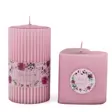 Sydänkynttilä kukka-aiheisella tarralla, vanha roosa - Onnittelukynttilät - 1410885KE - 2