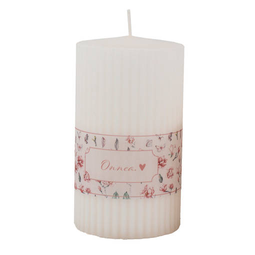 Vekkikynttilä Onnea -tekstivyötteellä, kerma - Onnittelukynttilät - 14604V-02KE - 1