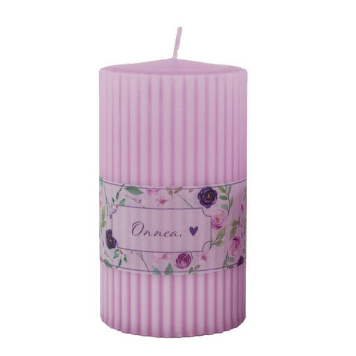 Vekkikynttilä Onnea -tekstivyötteellä, lila - Onnittelukynttilät - 14604V-23KE - 1