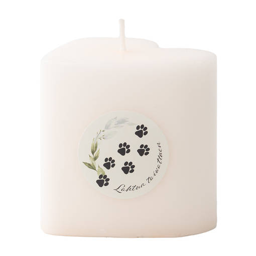 Sydänkynttilä eläinmuistotarralla, kerma - Muistokynttilät - 1410802tloh - 1