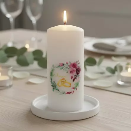 Onnittelukynttilä "Sormukset", pinkki 6x14 cm - Kihlaus- ja hääkynttilät - 2711215SOpi - 1