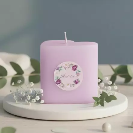 Sydänkynttilä "äidille"-tarralla, lila - Äitienpäiväkynttilät - 1410823Ai - 1