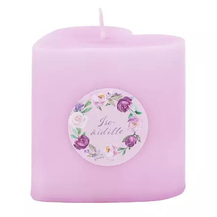Sydänkynttilä "isoäidille"-tarralla, laventeli - Äitienpäiväkynttilät - 1410851iai - 2