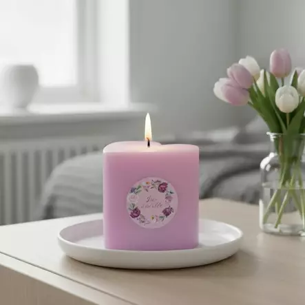 Sydänkynttilä "isoäidille"-tarralla, laventeli - Äitienpäiväkynttilät - 1410851iai - 1