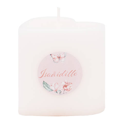 Sydänkynttilä "isoäidille"-tarralla, kerma - Sydänkynttilät - 1410802iai - 1