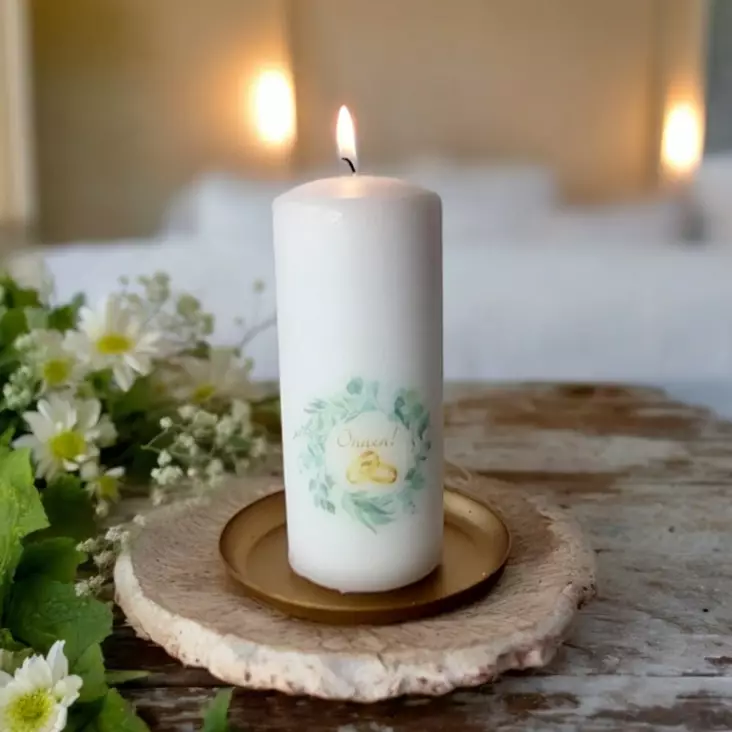 Onnittelukynttilä "Sormukset", vihreä 6x14 cm - Onnittelukynttilät - 2711215SOvi - 1