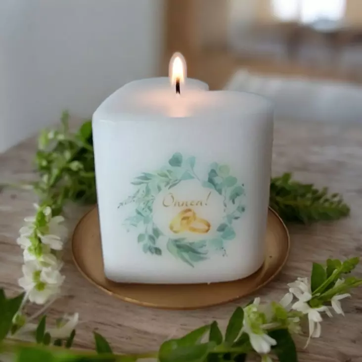 Onnittelusydänkynttilä "Sormukset", vihreä 8cm - Onnittelukynttilät - 2714108SOvi - 1