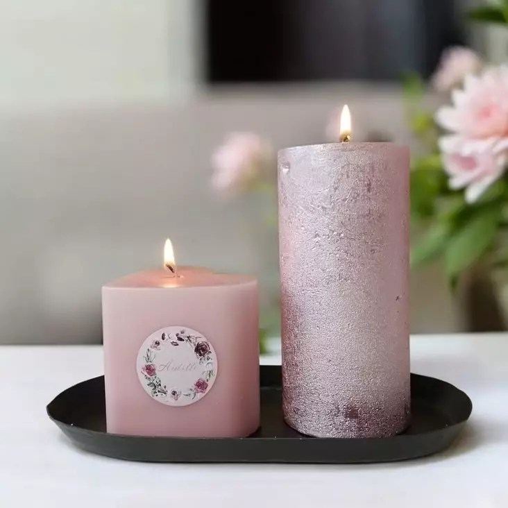 Sydänkynttilä "äidille"-tarralla, vanha roosa - Onnittelukynttilät - 1410885Ai - 1