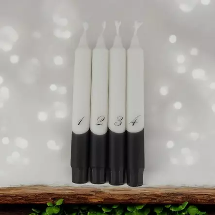Dip dye Adventti -kruunukynttiläpakkaus, mattamusta 4kpl/pkt - Adventtikynttilät - 19013-ad-30M - 2