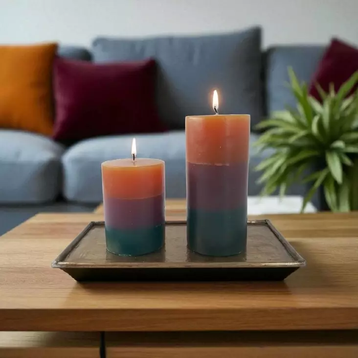 Raitakynttilä Konjakki - Raidalliset pöytäkynttilät - 1670456KO - 1