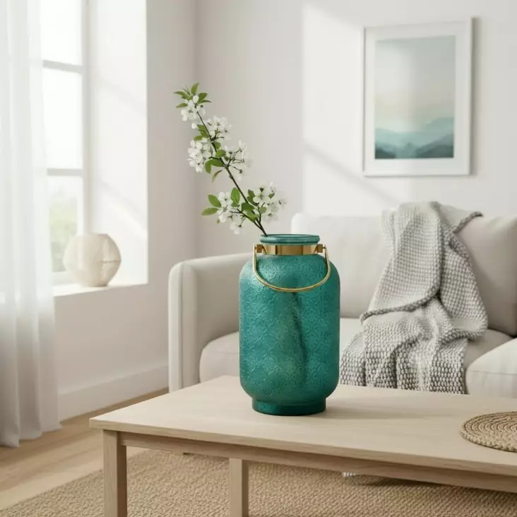 Lasilyhty 38cm, petroolin vihreä - Lasilyhdyt ja hurrikaanit - 392224WER - 1